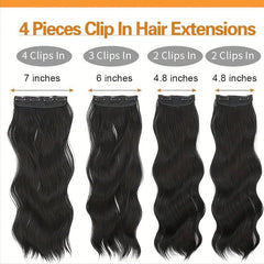 Long Wavy Hair Pieces Synthetic Clip In Extensions For Daily Use