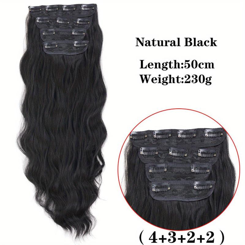 Long Wavy Hair Pieces Synthetic Clip In Extensions For Daily Use