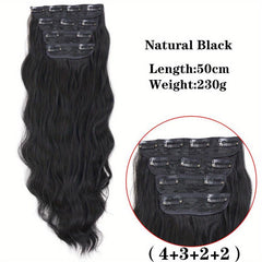 Long Wavy Hair Pieces Synthetic Clip In Extensions For Daily Use
