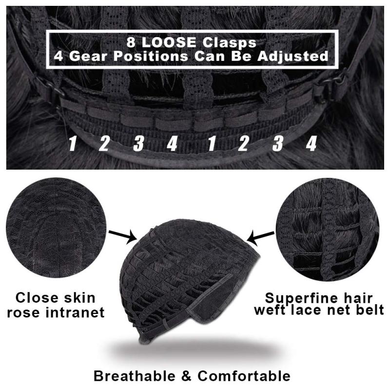 10 16 Cm Brown Mixed Blonde Wavy Hair Wigs Short Pixie Cut Synthetic Fiber