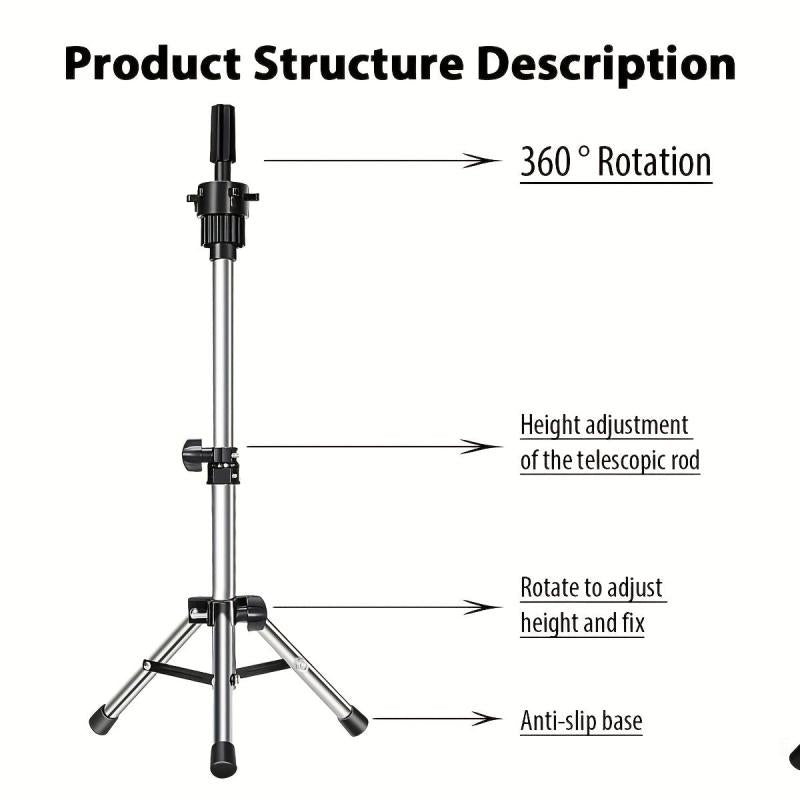 Adjustable Mini Mannequin Head Stand Clamp for Wigs & Hair Training