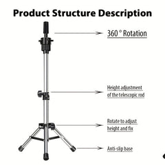 Adjustable Mini Mannequin Head Stand Clamp for Wigs & Hair Training