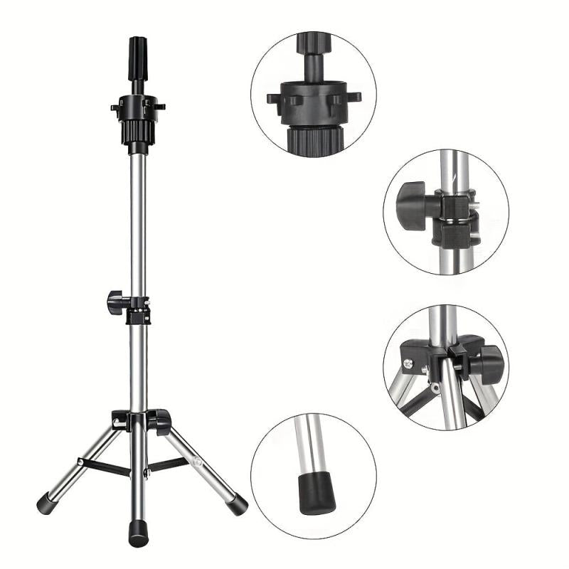 Adjustable Mini Mannequin Head Stand Clamp for Wigs & Hair Training