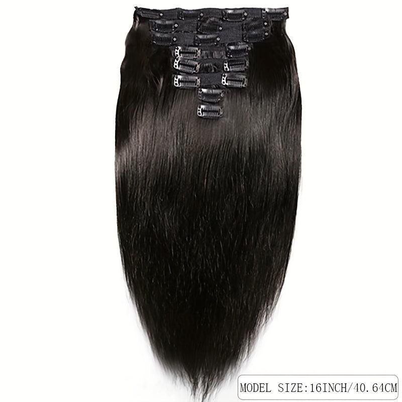 8pcs Straight Clip In Human Hair Extensions Natural Double Wefts 20-32-66-04cm