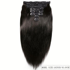 8pcs Straight Clip In Human Hair Extensions Natural Double Wefts 20-32-66-04cm