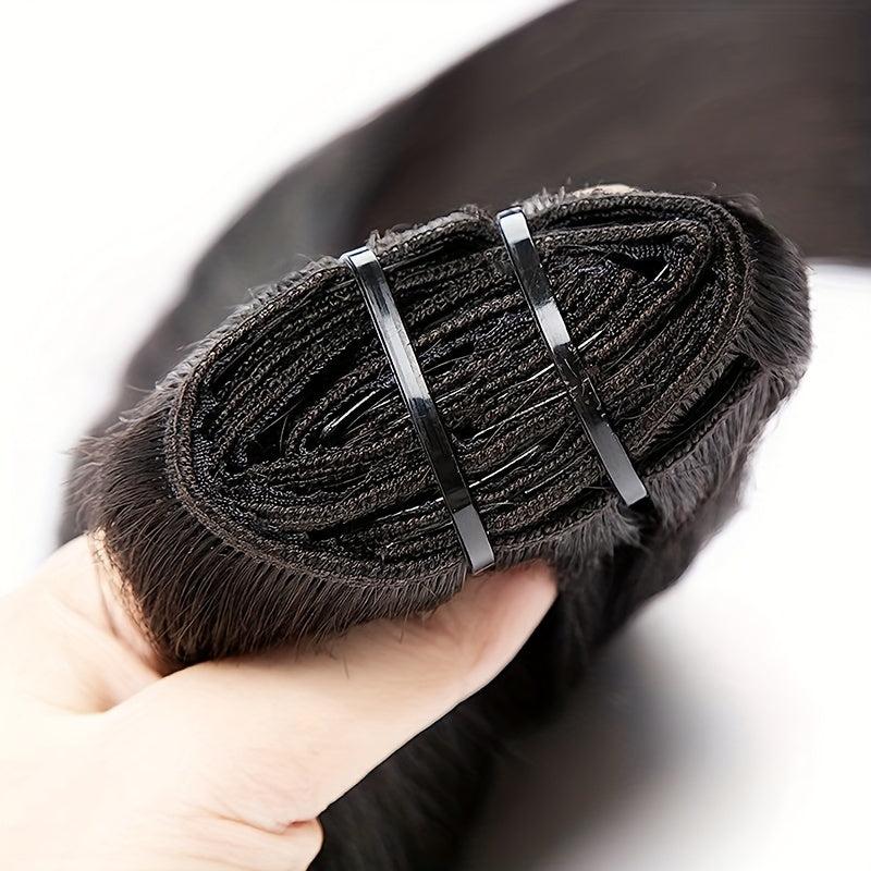8pcs Straight Clip In Human Hair Extensions Natural Double Wefts 20-32-66-04cm