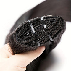 8pcs Straight Clip In Human Hair Extensions Natural Double Wefts 20-32-66-04cm