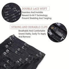 8pcs Straight Clip In Human Hair Extensions Natural Double Wefts 20-32-66-04cm