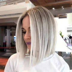 Ombre Bob Wig Middle Part Synthetic Hair for Cosplay and Parties
