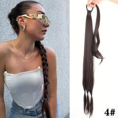 36cm Long Braided Ponytail Extensions with Hair Tie Synthetic Hair Piece