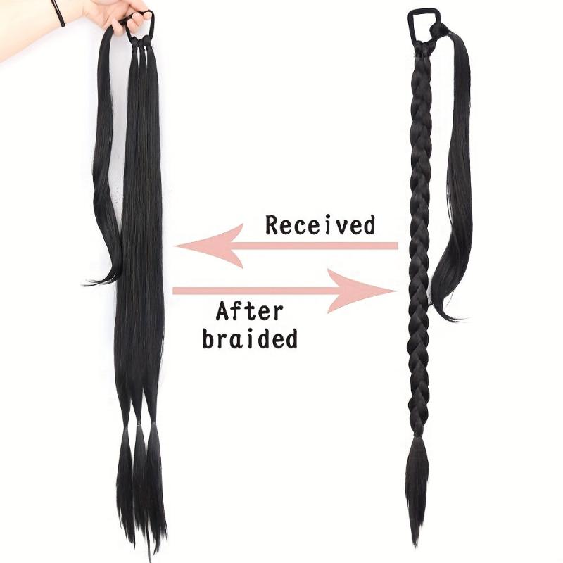 36cm Long Braided Ponytail Extensions with Hair Tie Synthetic Hair Piece