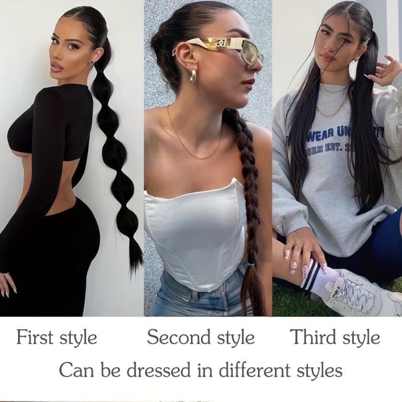 36cm Long Braided Ponytail Extensions with Hair Tie Synthetic Hair Piece