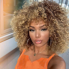 Afro Kinky Curly Wigs For Women Synthetic Afro Curly Wigs With Bangs