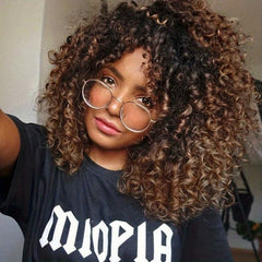 Afro Kinky Curly Wigs For Women Synthetic Afro Curly Wigs With Bangs