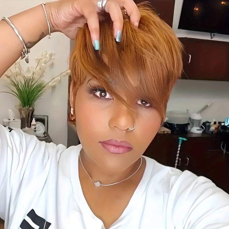 Short Curly Pixie Cut Wig With Bangs Synthetic Wig Heat Resistant Mullet Wig