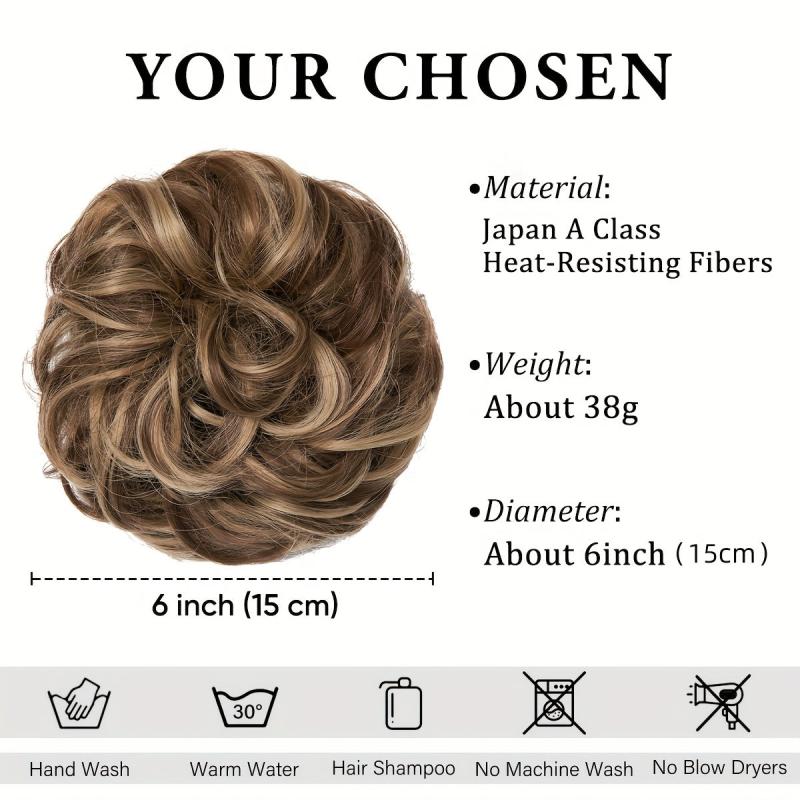 Messy Donut Hair Buns Updo Chignon With Elastic Hair Rope