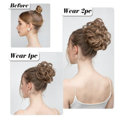 Messy Donut Hair Buns Updo Chignon With Elastic Hair Rope