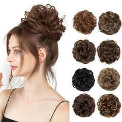Messy Donut Hair Buns Updo Chignon With Elastic Hair Rope