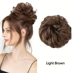 Messy Donut Hair Buns Updo Chignon With Elastic Hair Rope