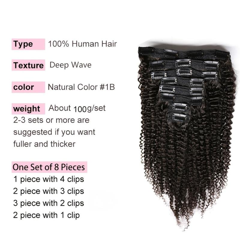 Brazilian Deep Wave Clip In Hair Extensions