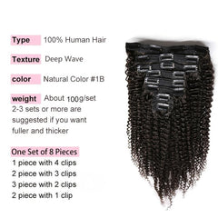 Brazilian Deep Wave Clip In Hair Extensions