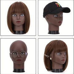 Mannequin Head Professional Beauty Model for Wig Making with T pin brown