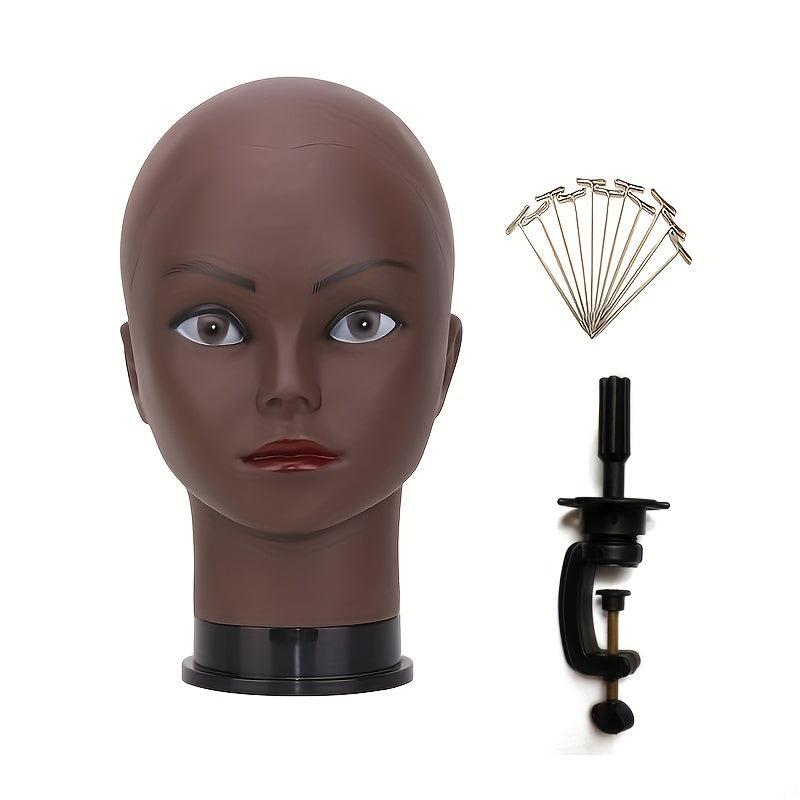 Mannequin Head Professional Beauty Model for Wig Making with T pin brown