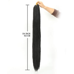 24inch Box Braid Crochet Hair 22strands Pack Pre Looped Braided Hair Extensions