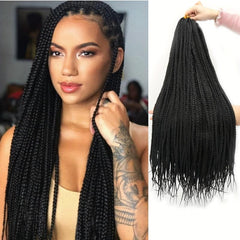 24inch Box Braid Crochet Hair 22strands Pack Pre Looped Braided Hair Extensions