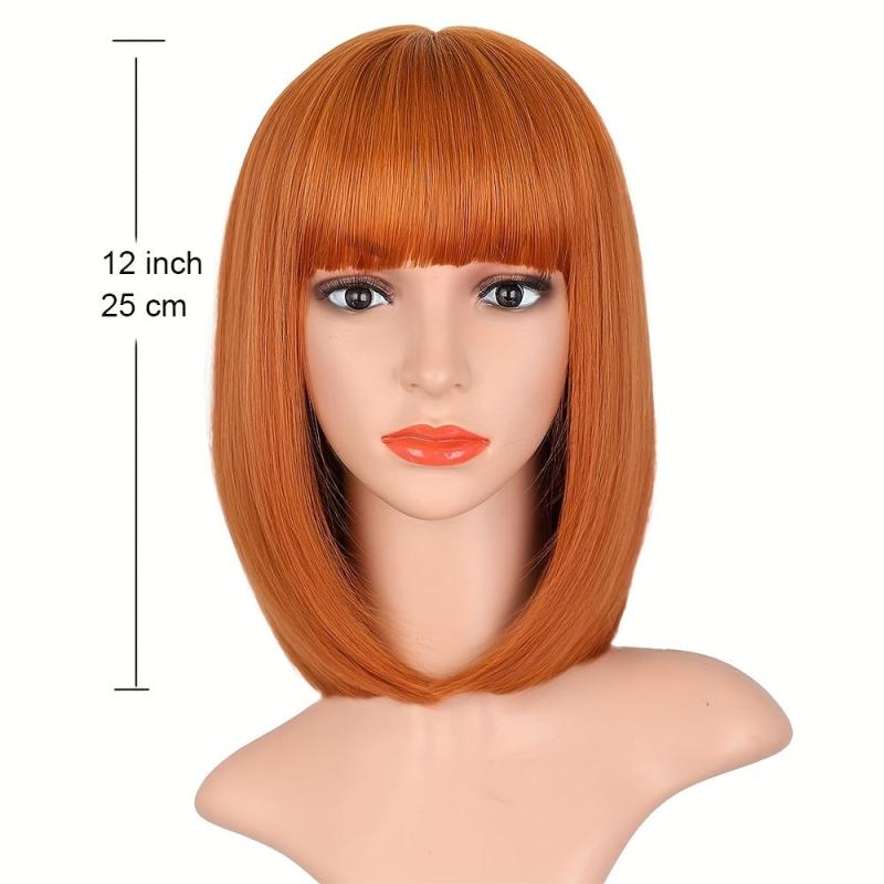 Short Bob Wig Ginger Orange 30 Heat Resistant