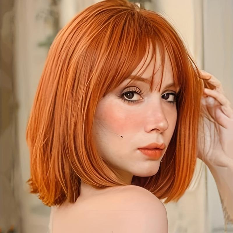 Short Bob Wig Ginger Orange 30 Heat Resistant