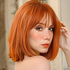 Short Bob Wig Ginger Orange 30 Heat Resistant