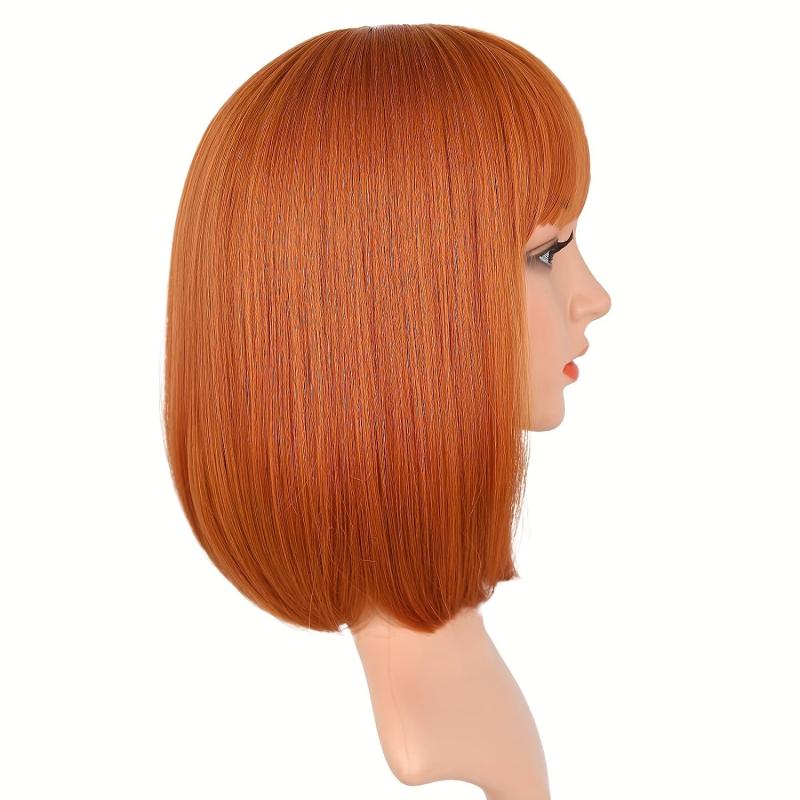 Short Bob Wig Ginger Orange 30 Heat Resistant