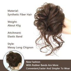 Messy Chignon Elastic Rubber Band Women Updo Hair Bun Extensions