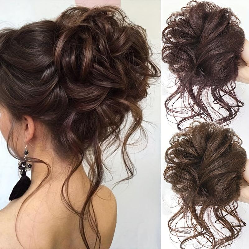 Messy Chignon Elastic Rubber Band Women Updo Hair Bun Extensions