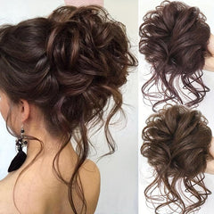 Messy Chignon Elastic Rubber Band Women Updo Hair Bun Extensions