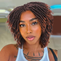Short Twist Braids Wig Afro Curly Crochet Braiding Synthetic Fiber 35-56 cm