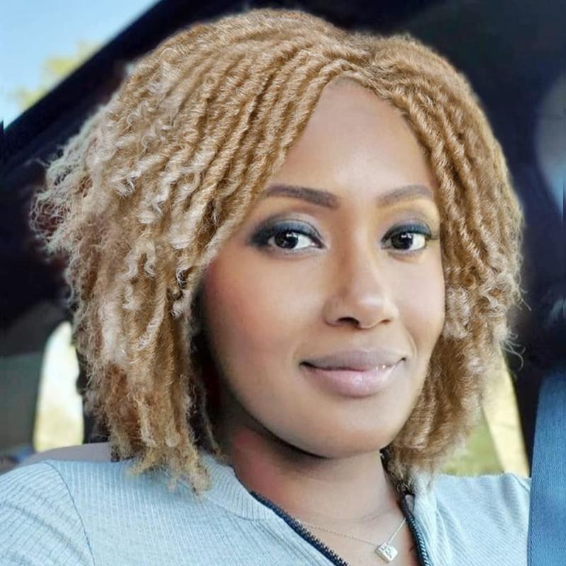 Short Twist Braids Wig Afro Curly Crochet Braiding Synthetic Fiber 35-56 cm