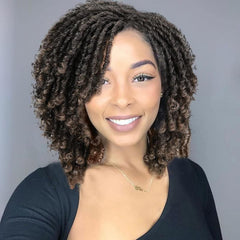 Short Twist Braids Wig Afro Curly Crochet Braiding Synthetic Fiber 35-56 cm