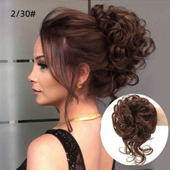 Synthetic Messy Curly Hair Bun Chignon Scrunchy Hair Band