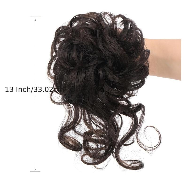Synthetic Messy Curly Hair Bun Chignon Scrunchy Hair Band