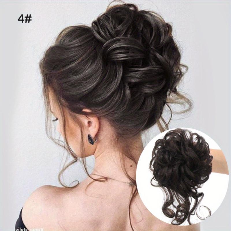 Synthetic Messy Curly Hair Bun Chignon Scrunchy Hair Band