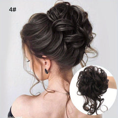 Synthetic Messy Curly Hair Bun Chignon Scrunchy Hair Band