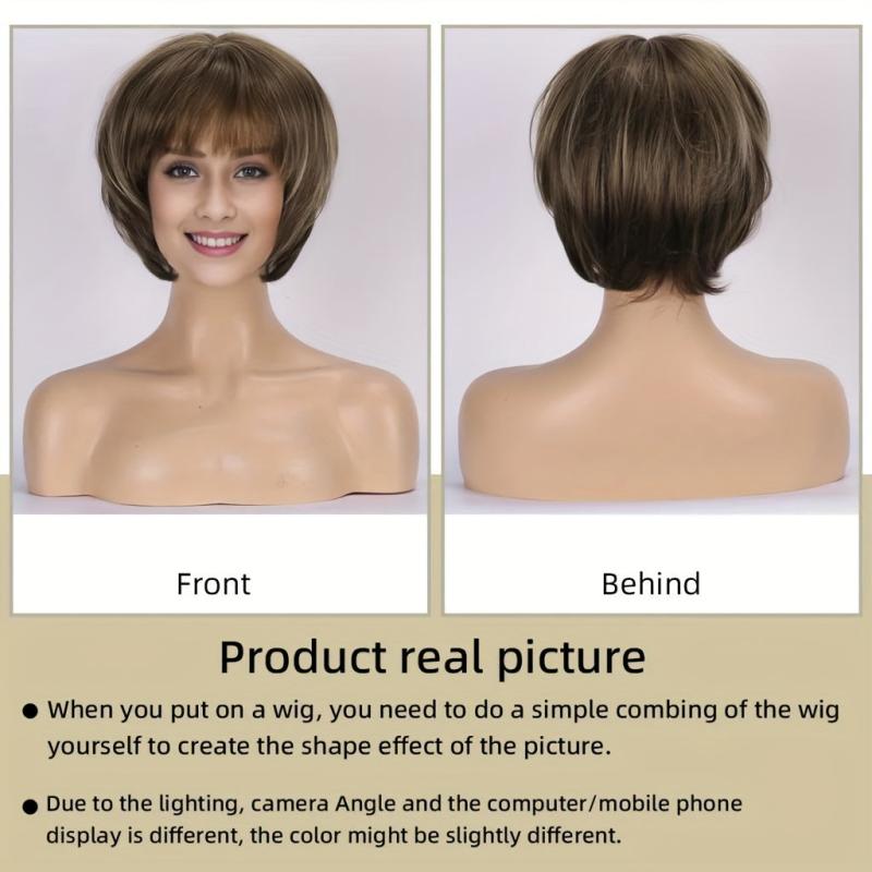 Brown to Ombre Straight Bob Wig Shoulder Length Synthetic Hair Replacement