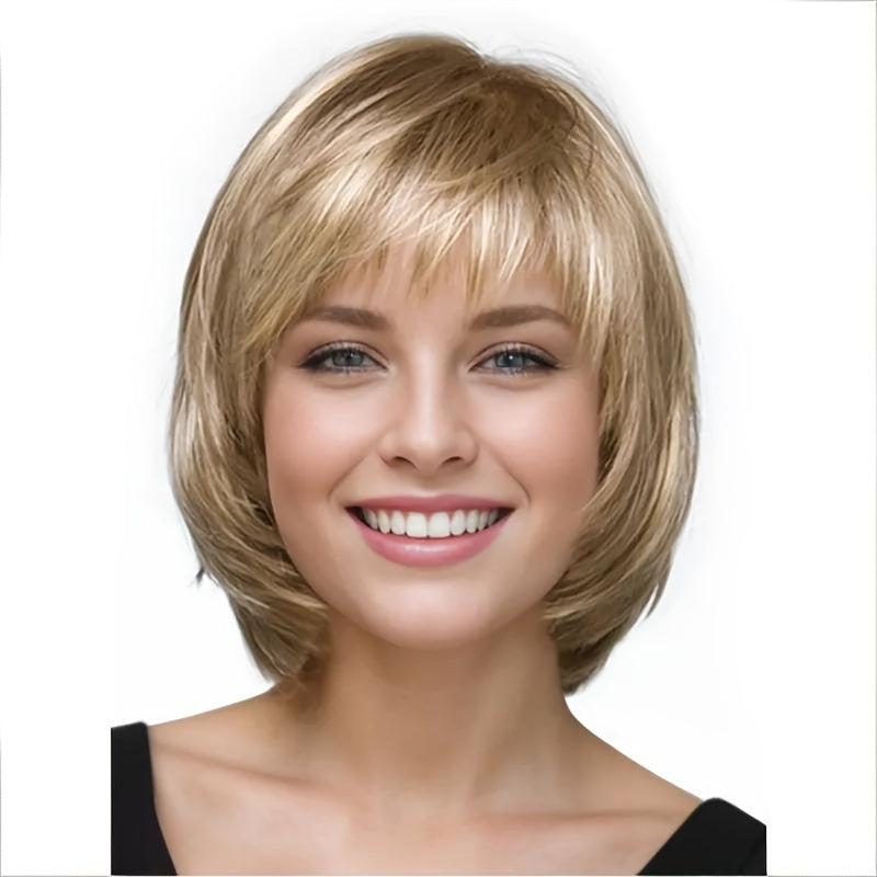Brown to Ombre Straight Bob Wig Shoulder Length Synthetic Hair Replacement