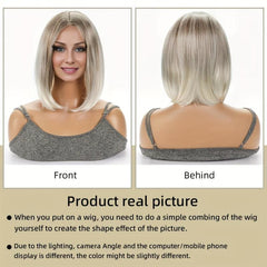 Brown to Ombre Straight Bob Wig Shoulder Length Synthetic Hair Replacement