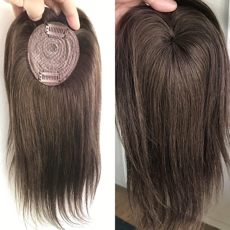 Women's Hair Topper Clip In Hairpiece 25 Straight Brown Coffee