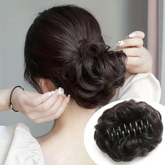 Wavy Curly Claw Clip Hair Bun Tousled Updo Hairpiece Chignon