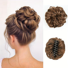 Wavy Curly Claw Clip Hair Bun Tousled Updo Hairpiece Chignon
