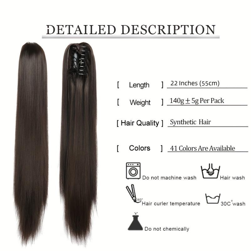 Long Straight Ponytail Hair Extensions 55-88cm Claw Clip Hairpieces